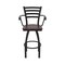 Holland Bar Stool Co Jackie with Arms 25 in. Swivel Counter Stool with Black Wrinkle Finish and Dark Cherry Maple Seat 415 - alternate 10